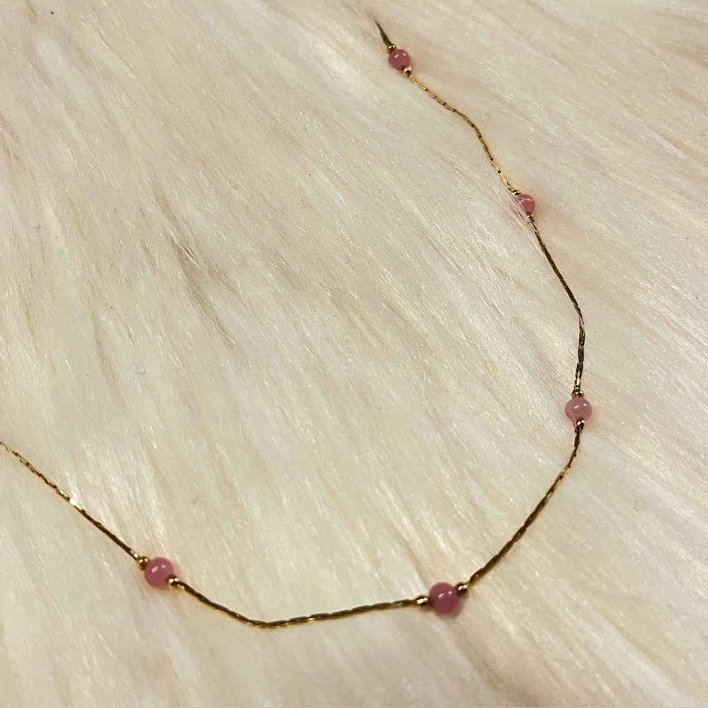 Elegant Monet Gold and Pink Beaded Necklace